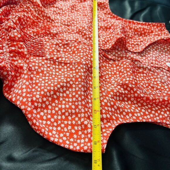 Gap Women XS Red Floral Flower Casual Dress Spring Summer Tie Waist 0672 - Picture 7 of 11